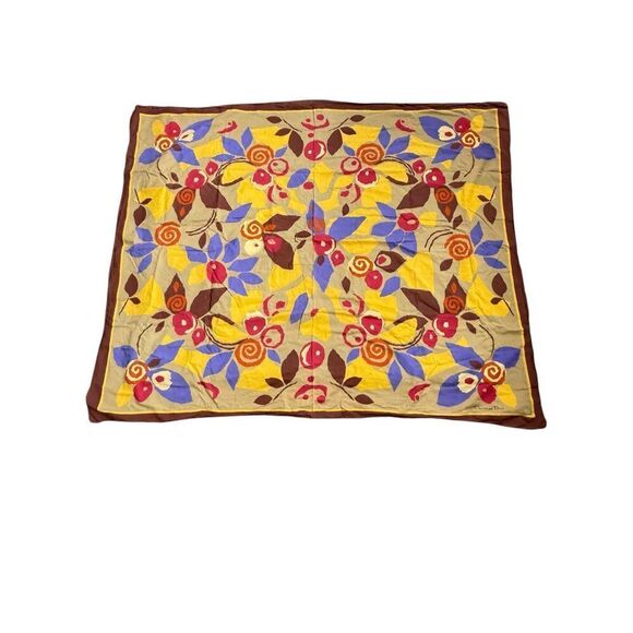Christian Dior Floral Square Scarf Cotton Multicolor Women's Size 48 x 60” - Picture 1 of 5